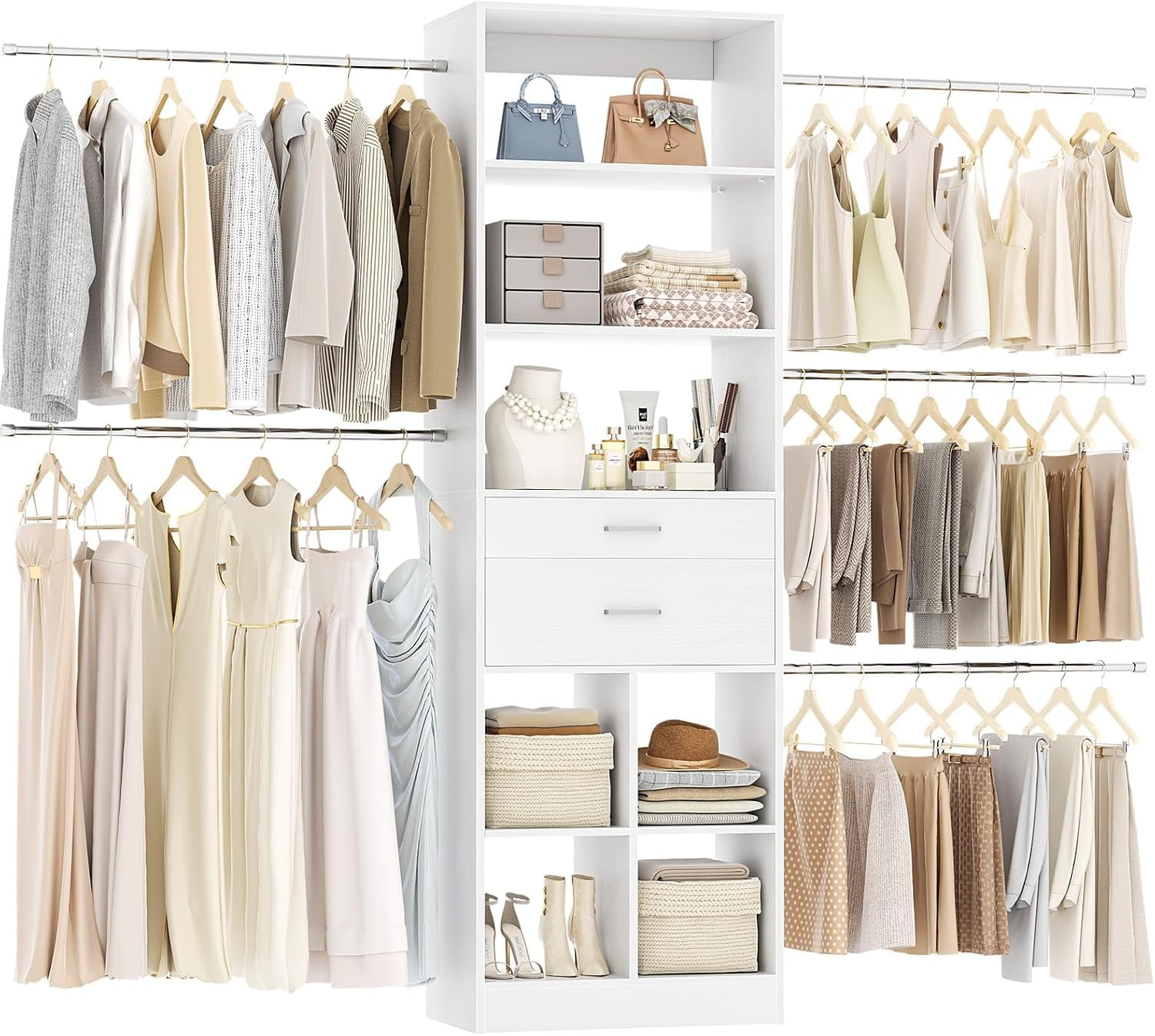 Hanyu Besiost Closet System, 4-8 FT Closet Organizer Tower with 2 ...