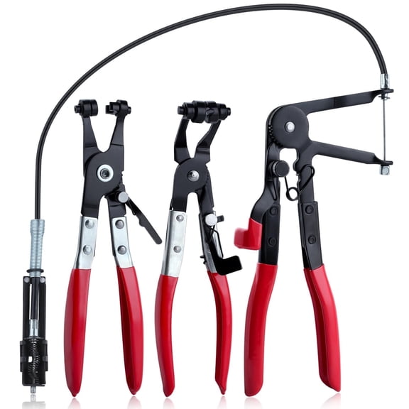 Beslands 3Pc Long Reach Hose Clamp Pliers Kit - Removes Wire Spring, Band & Flat Clamps for Automotive Radiator, Coolant, Heater Hoses