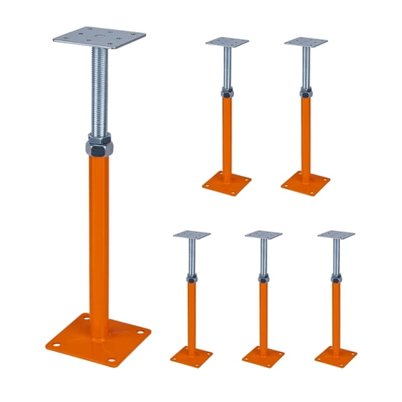 Beslands 6 Pack 6 Ton Heavy Duty Adjustable House Floor Jacks, 11"-16" Telescoping Post Pole for Lifting & Leveling, Temporary Support for Joist, Beam, Basement, Porch and Construction (Galvanized)
