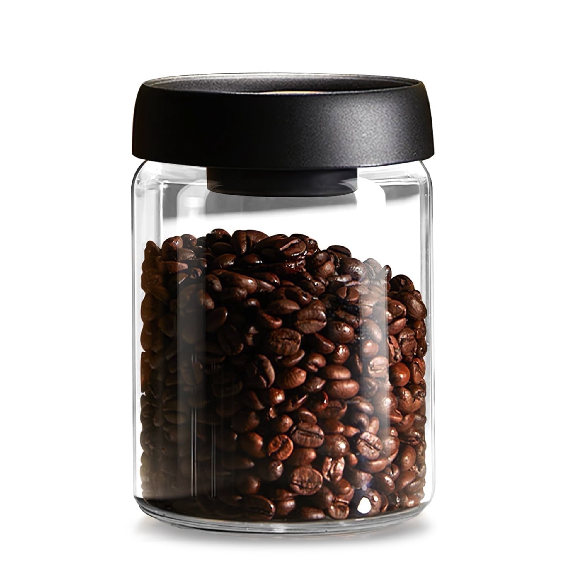 Beslands 30oz Vacuum Coffee Canister with Airtight Lid Glass Coffee Bean Storage Container for Candy Sugar Nuts Spices 30oz Black