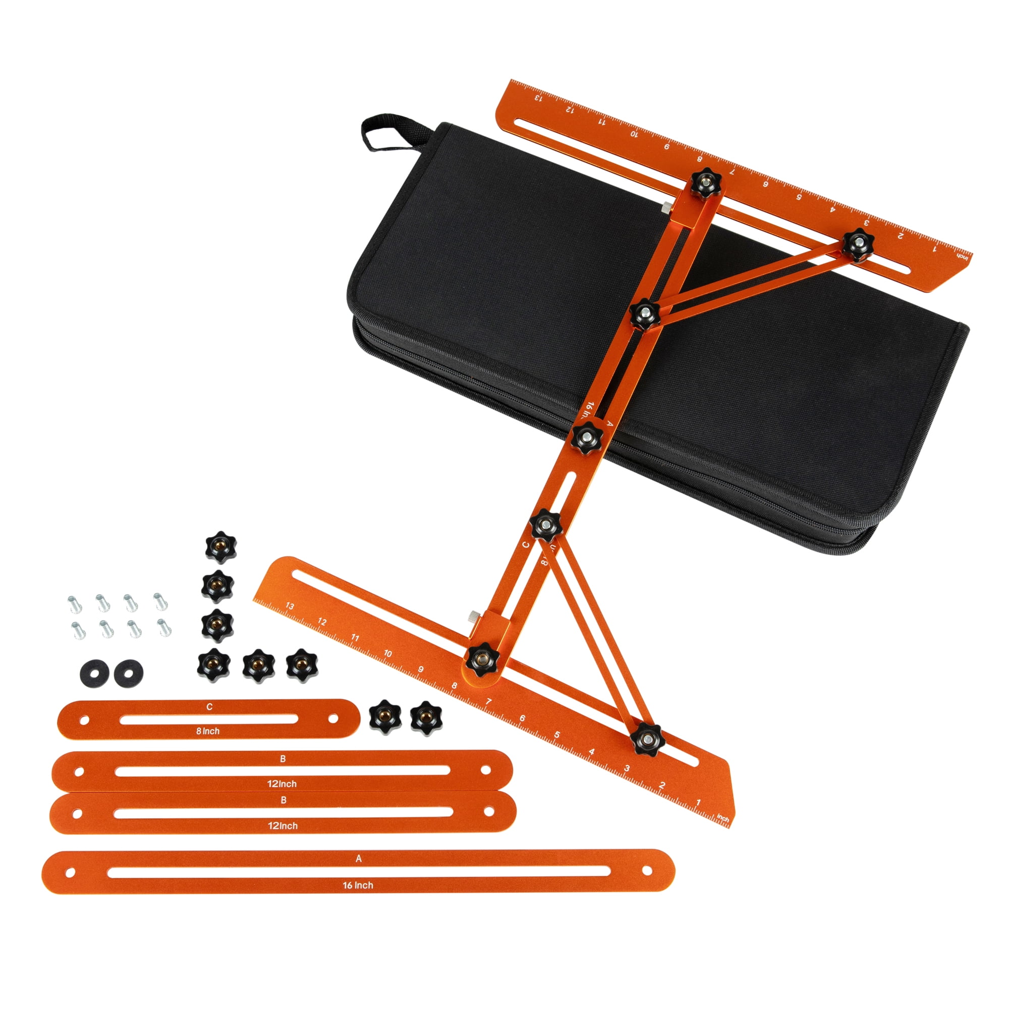 Beslands Adjustable Stair Template Jig & Gauge Set Tool (23" to 64") - Precision Tool for Measuring Stair Tread & Riser Angle, Length, Depth - Drywall Cutting, Layout & Framing Project Tool