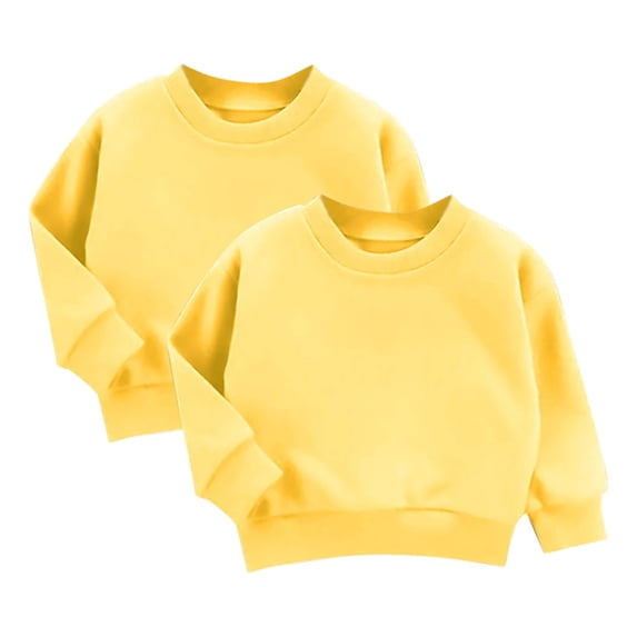 Besolor 2 Pack Boys Girls Crewneck Sweatshirts Kids Casual Solid Color Long Sleeve Pullover Tops Fall Outfits 3-9 Years