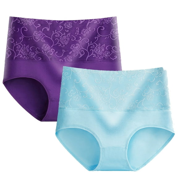 Besolor 2 Pack Cotton Underwear for Women High Waisted Soft Stretch Ladies Panties Full Coverage Plus Szie Briefs