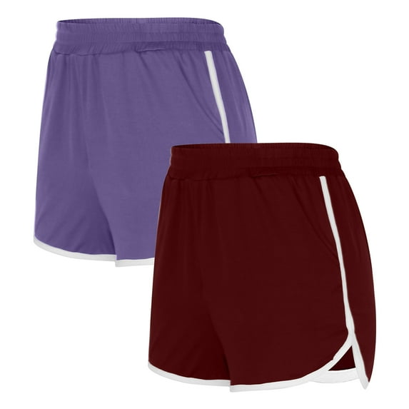 Besolor 2 Pack Women's Dance Yoga Sports Shorts Summer Running Athletic Short Pant Soft Lounge Shorts for Women