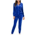 thumbnail image 1 of Besolor 2 Piece Outfits for Women Sweatsuits Soft Warm Long Sleeve Zip up Hoodie Jackets Velvet Jogging Sets Velour Tracksuits Set, 1 of 7
