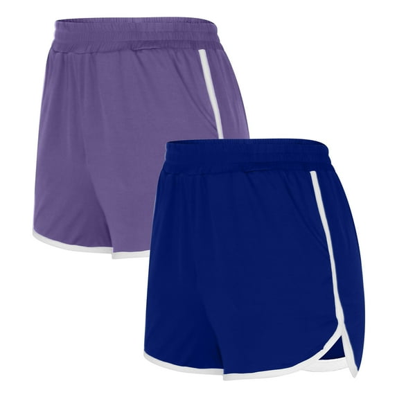 Besolor 2 Pieces Athletic Shorts for Women Sports Shorts Sweat Shorts for Dance, Yoga, Running, Workout