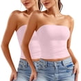 thumbnail image 1 of Besolor Womens Summer Tube Tops Strapless Backless Basic Going out Crop Tops Girls Sleeveless Bandeau Clothes 2 Pack, 1 of 6