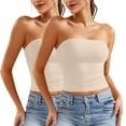 thumbnail image 1 of Besolor Womens Summer Tube Tops Strapless Backless Basic Going out Crop Tops Girls Sleeveless Bandeau Clothes 2 Pack, 1 of 5