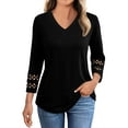 thumbnail image 1 of Besolor 3/4 Length Sleeve Tops Women V Neck Lace Tunic Shirts Casual Ladies Going out Dressy Blouses, 1 of 9