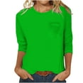 thumbnail image 1 of Besolor 3/4 Shirts for Women Crewneck Summer Plus Size Tunic Tops Casual Solid Color Dressy Blouse with Pocket, 1 of 5