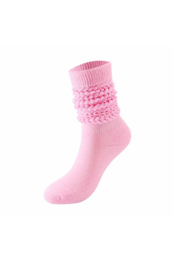 3 Pairs Women's Scrunch Socks Warm Frilly Knit Crew Socks Soft Thick High Boot Socks Long Tube Stacked Socks