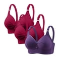 thumbnail image 1 of Besolor 3pc Plus Size Bras for Women High Support Full Coverage Gathered No Underwire Comfy Adjustable Strap Everyday Bralettes(3X-Large,Red), 1 of 6