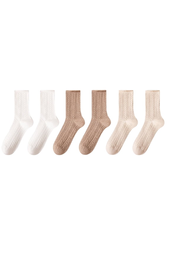 6 Pairs Womens Crew Socks, Casual Knit Cotton Comfy Breathable Boot Calf Dress Socks for Girls