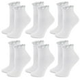 thumbnail image 1 of Besolor 6 Pairs Womens Socks Ruffle Turn-Cuff Casual Ankle Socks Breathable Knit Cotton Lettuce Crew Frilly Sock, 1 of 3