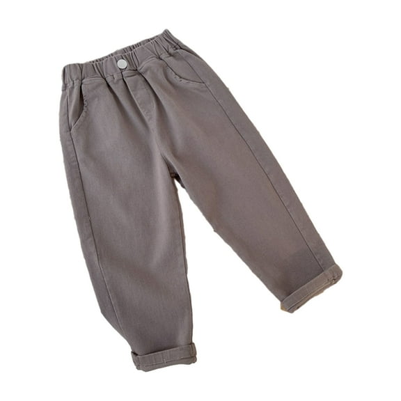 Besolor Baby Boys Girls Summer Spring Pants Kids Casual Elastic Waist Cotton Long Pants Trouser with Pockets 3-8 Years