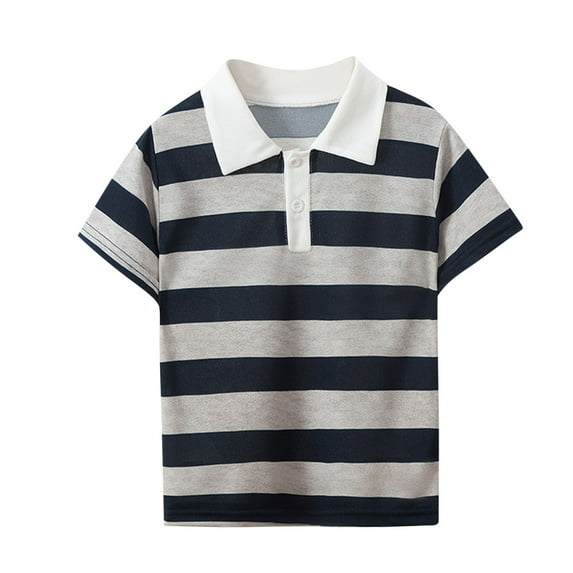Besolor Boys Girls Short Sleeve Shirt Striped Collared Short Sleeve Casual Summer Tops for Kids 4-13 Years
