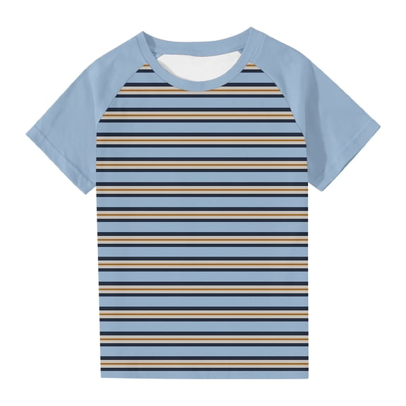 Besolor Boys Girls Summer Tops Kids Striped Crewneck Short Sleeve Tee Shirts Fashion Tees 3-14 Years