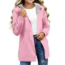 Besolor Boys Girls Waterproof Rain Jacket Kids Windproof Zip up Lightweight Hooded Raincoat with Pockets