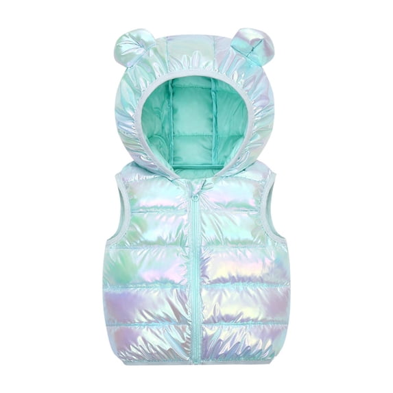 Besolor Boys and Girls Puffer Vests Sleeveless Zip up Hooded Fall Winter Toddler Outdoor Thermal Warm Jackets Waistcoat(4-5 Years,Sky Blue)