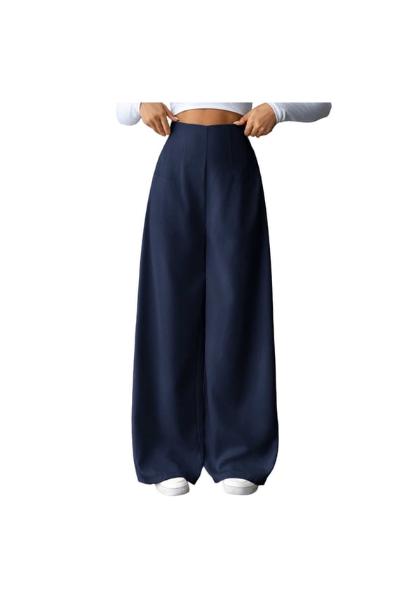 Business Pants for Women Straight Wide Leg High Waisted Formal Dress Pants Workwear Trousers