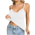 thumbnail image 1 of Besolor Camisole Tops for Women Summer Lace Patchwork V Neck Sleeveless Spaghetti Strap Camis Comfy Basic Layer Slim Fitted Tank Top, 1 of 7