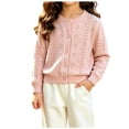 thumbnail image 1 of Besolor Cardigan for Toddler Girls Fall Casual Hollow out Knitwear Crewneck Long Sleeve Button down Shirt Jackets Daily Wear(9-12 Months,Pink), 1 of 7