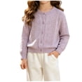 thumbnail image 1 of Besolor Cardigan for Toddler Girls Fall Casual Hollow out Knitwear Crewneck Long Sleeve Button down Shirt Jackets Daily Wear(9-12 Months,Purple), 1 of 7