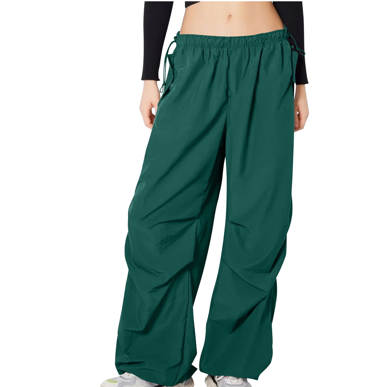 Besolor Cargo Pants Women Baggy High Waist Wide Leg Hiking Pants