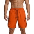 thumbnail image 1 of Besolor Cargo Shorts for Men Summer Loose Lightweight Quick Dry Workout Running Hiking Drawstring Elastic Waist Shorts with Pockets(X-Small,Orange), 1 of 7