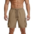 thumbnail image 1 of Besolor Cargo Shorts for Men Summer Loose Lightweight Quick Dry Workout Running Hiking Drawstring Elastic Waist Shorts with Pockets(XX-Large,Coffee), 1 of 7