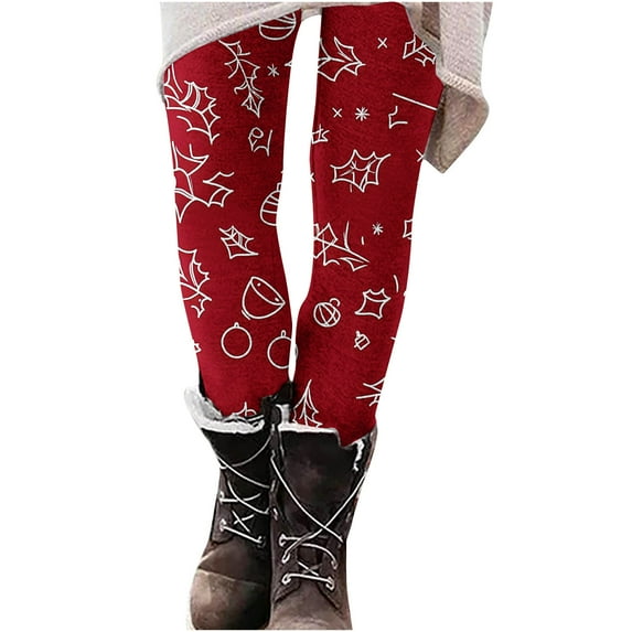 Besolor Christmas Leggings for Women Snowflake Xmas Trees Printed Holiday Tights High Waisted Workout Gym Pants