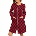 thumbnail image 1 of Besolor Christmas Robes for Women Printed Long Sleeve Crewneck Bathrobes Comfy Nightgown Sleepwear with Pockets, 1 of 9