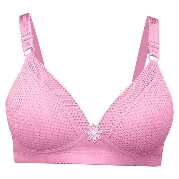 Besolor Comfort Wireless Bralette for Women Light Padded Bra No Underwire Stretch Everyday Bra with Support Pink