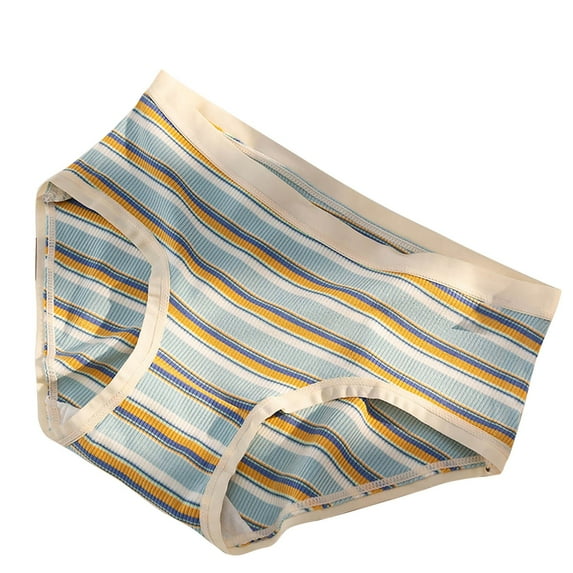 Besolor Cotton Underwear for Women Striped Breathable Ladies Briefs High Waist Underwear Panties