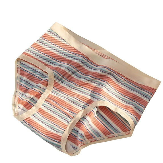 Besolor Cotton Underwear for Women Striped Breathable Ladies Briefs High Waist Underwear Panties