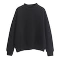 thumbnail image 1 of Besolor Crew Neck Sweatshirt for Women Long Sleeve Tops Fall Thick Warm Casual Solid Color Tee Shirts Pullover Top(Large,Black), 1 of 3