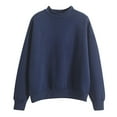 thumbnail image 1 of Besolor Crew Neck Sweatshirt for Women Long Sleeve Tops Fall Thick Warm Casual Solid Color Tee Shirts Pullover Top(X-Large,Navy), 1 of 3