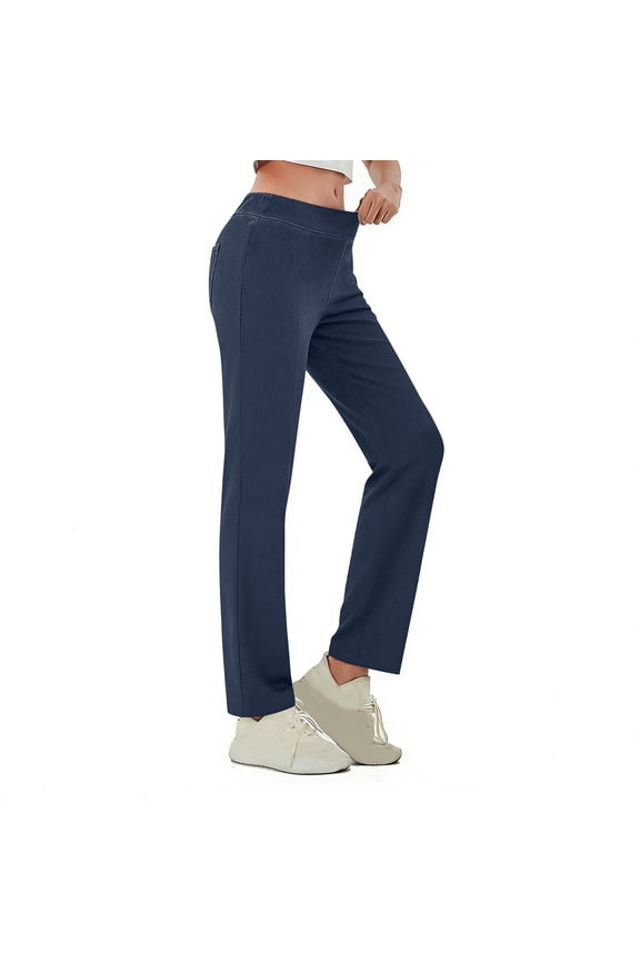 Dress Pants for Women Straight Leg High Waisted Stretch Casual Fitting Pull-On Athletic Yoga Pants