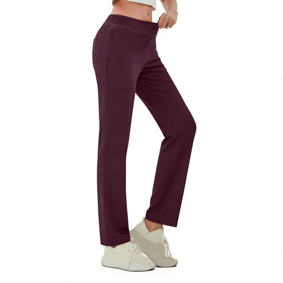 Besolor Dress Pants for Women Straight Leg High Waisted Stretch Casual Fitting Pull-On Athletic Yoga Pants