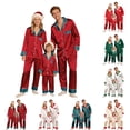 thumbnail image 1 of Besolor Family Christmas Silk Pajamas Matching Sets Long Sleeve Pj Set Satin Button down Xmas Holiday Sleepwear, 1 of 5