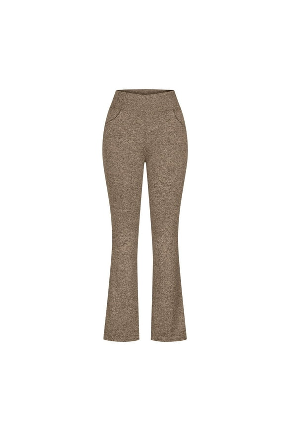 Flare Leggings for Women High Waisted Bootcut Yoga Pants Scrunch Gym Workout Bell Bottom Trousers with Pockets