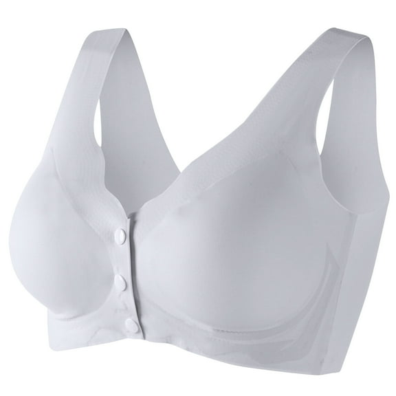 Besolor Front Closure Bras for Women No Underwire Seamless Bra Soft Stretch Sleep Bra Comfort Everyday T Shirts Bra Gray