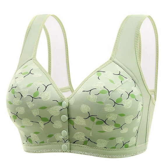 Besolor Front Closure Bras for Women Wide Straps Comfort Sleep Bras Stretch Lightly Lined Wireless Everyday Bra Green