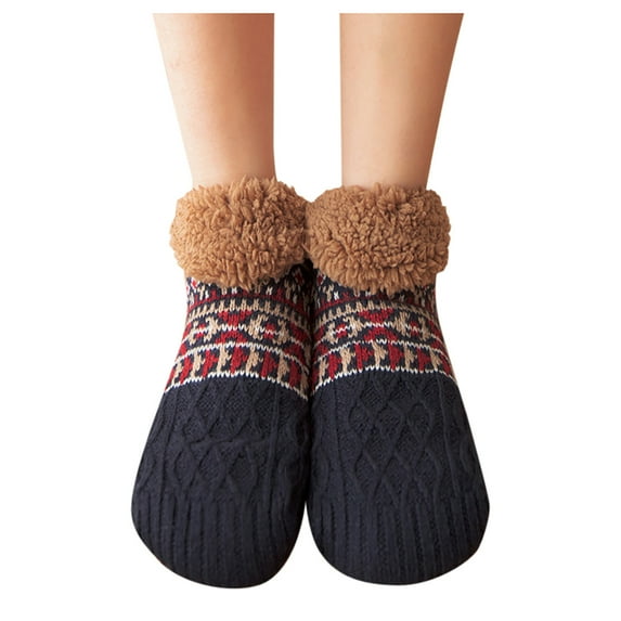 Besolor Fuzzy Slipper Socks for Men Women Winter Warm Cozy Thick Fleece Lined Comfy Non-Slip House Socks Indoor Slippers