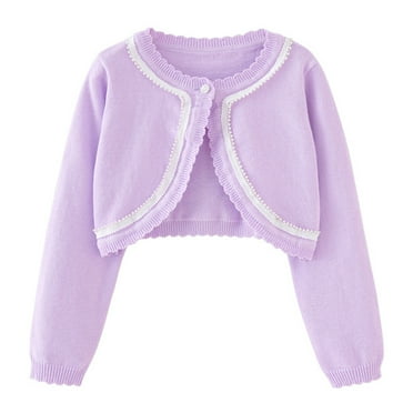 Besolor Girls Cropped Shrug Cardigan Open Front Long Sleeve Knit Sweaters Button Closure Cover up Tops for Dress