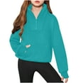 thumbnail image 1 of Besolor Girls Half Zip Sweatshirt Casual Long Sleeve Pullover Top Fall Clothes for Kids with Thumb Hole(13-14 Years,Mint Green), 1 of 7
