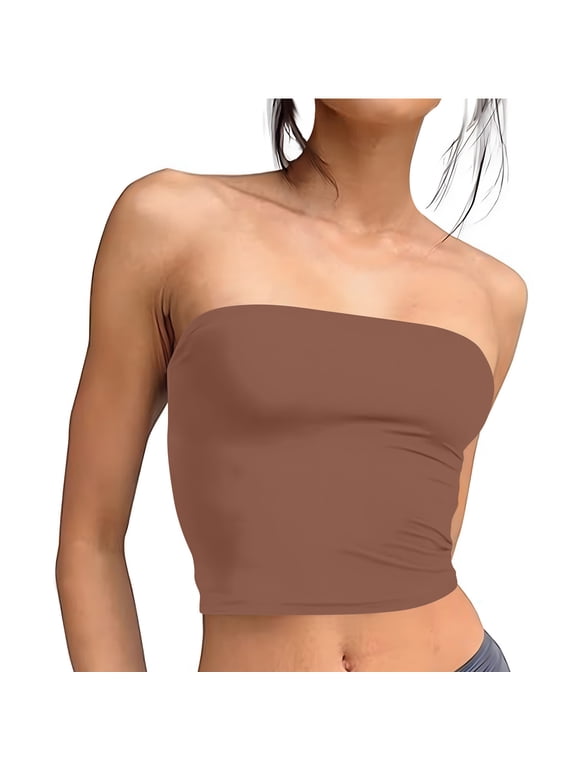Going out Tops for Women Cropped Tube Tops off Shoulder Strapless Slim Fitted Stretch Comfy Cute Shirt