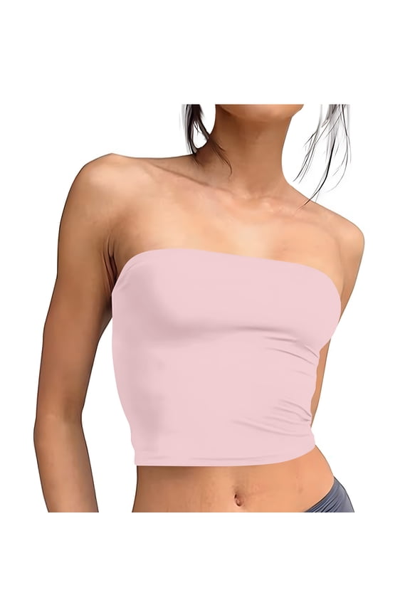 Going out Tops for Women Cropped Tube Tops off Shoulder Strapless Slim Fitted Stretch Comfy Cute Shirt
