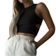 thumbnail image 1 of Besolor Going out Tops for Women Cutout Back Tank Top Slim Fitted Cropped Cami Crewneck Cute Shirt, 1 of 7
