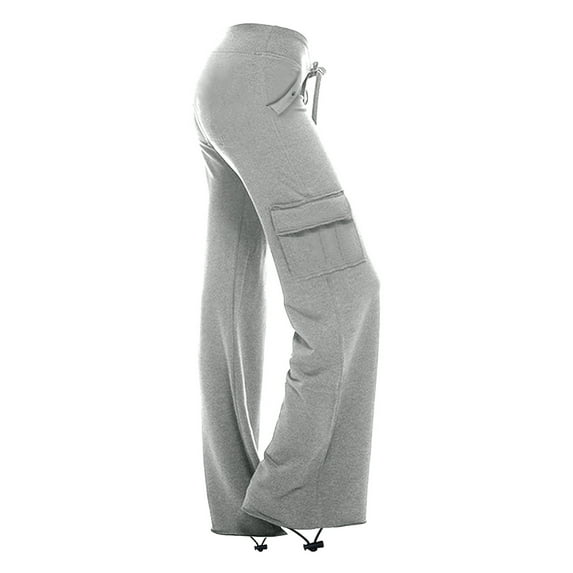 Besolor High Waisted Cargo Pants for Women Plus Size Workout Leggings Stretchy Drawstring Yoga Gym Wide Leg Pants